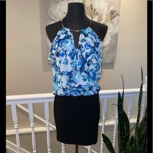 Bisou Bisou Floral & Black Mini Dress